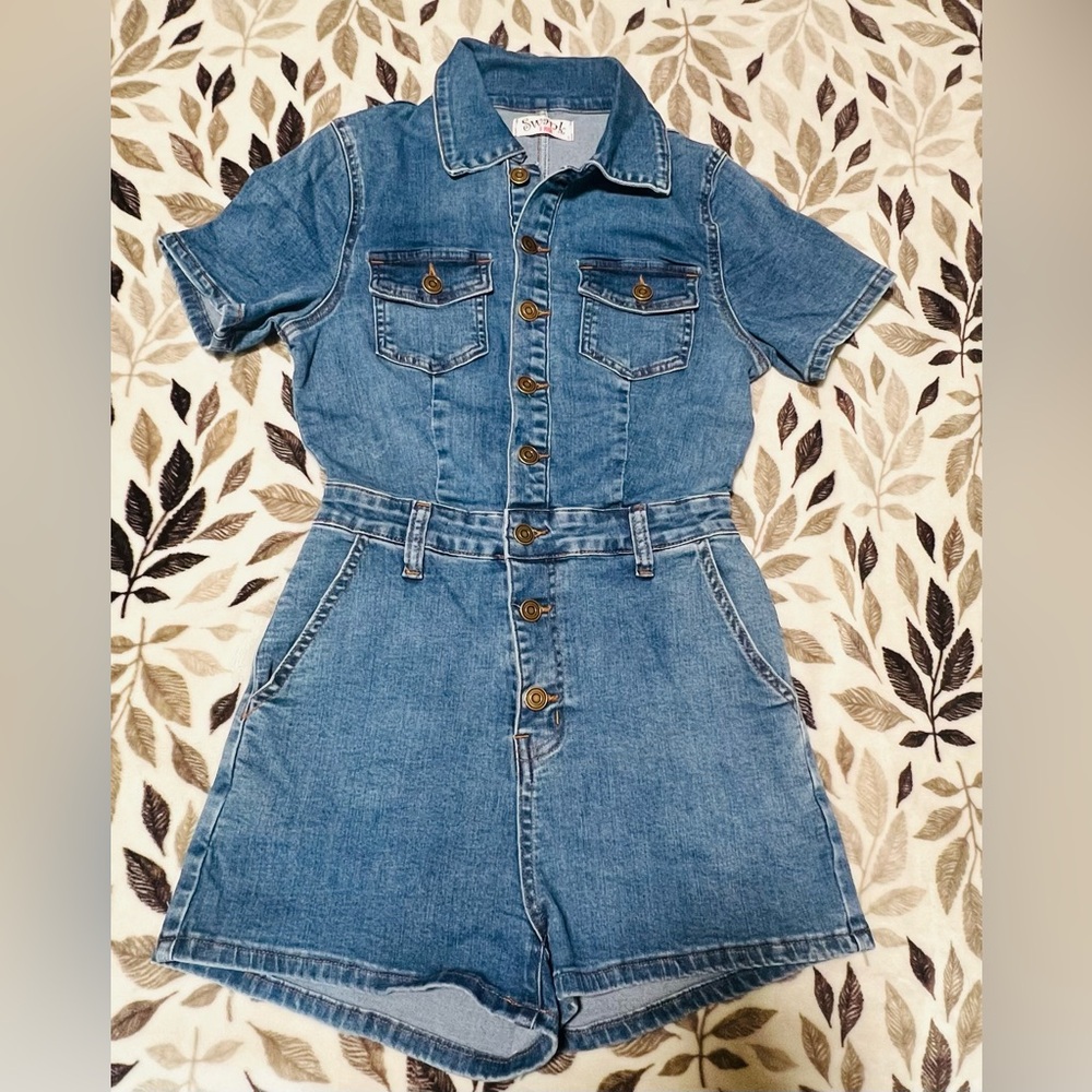 SWANK A Posh Blue Denim Romper One Piece